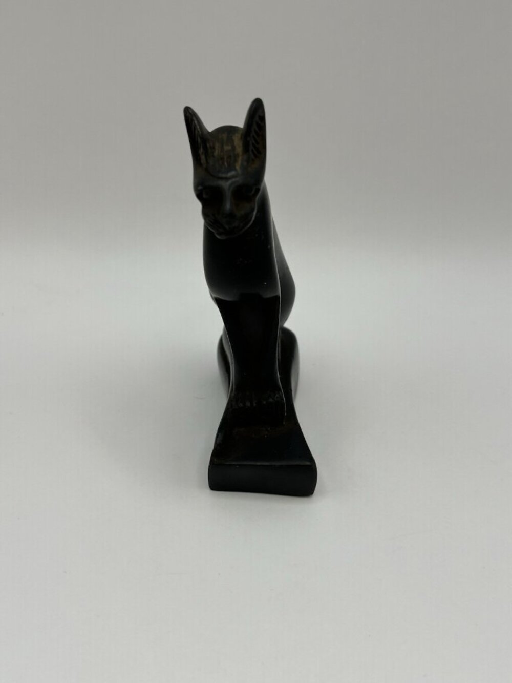 Vintage Egyptian Bastet Cat Figurine Black Carved Resin Statue 4” Retro Witchy - Picture 5 of 16